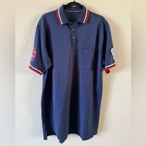 Officials Choice Baseball Umpire Polo Shirt XL Blue Little League W/Patches